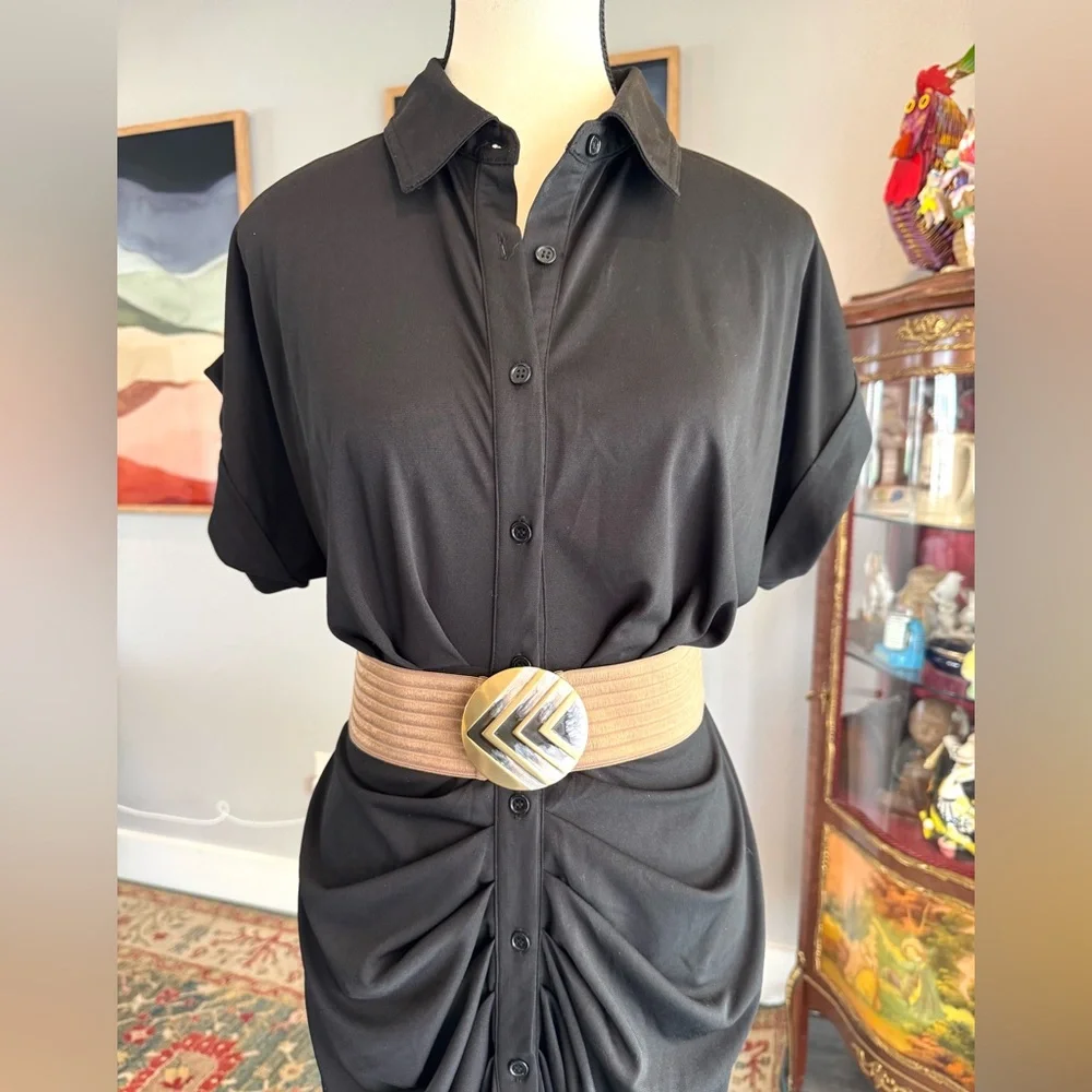 Vintage Charmant Belts Gold - Brown Stretch Belt